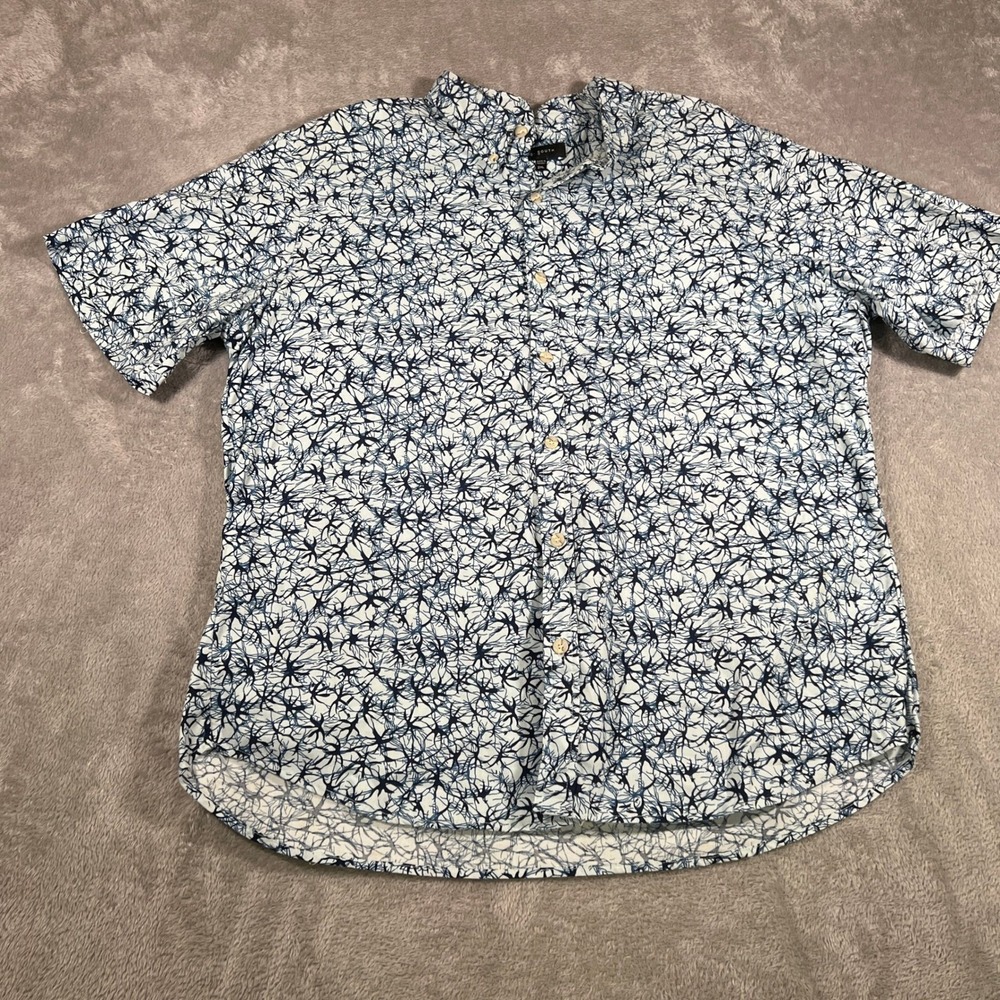 Andy South Hawaiian Shirt Mens‎ Sz 2XL Blue White Abstract Print Short Sleeve